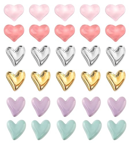 30 Pezzi Magnete da Frigo Love Multicolori Calamite da Frigo a Forma di Cuore Carini 3D Magneti Frigorifero a Forma di Cuore Decorativi Calamite Frigorifero per Regalo o Decorazione Casa