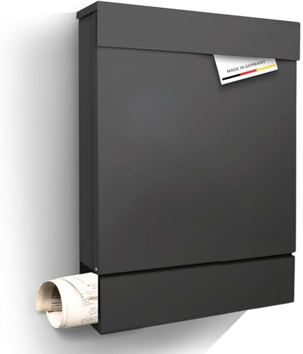 Radius Designer Briefkasten - 10 Jahre Funktions- und Korrosionsgarantie - Postkasten inkl. Montagematerial – Letterman M Anthrazit (Basic)