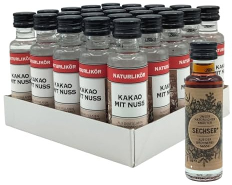 Kakao mit Nuss Likör 25 x 0,02 l Würfel 30% Vol.+ kostenlose mini Flasche Sasse Sechser