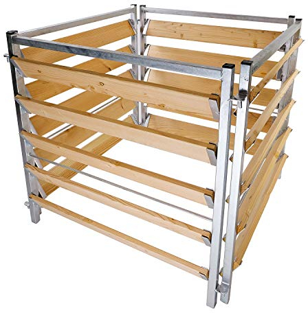 bellissa – Komposter für Garten 100x100x100cm (L) – Gartenkomposter in Holz-Metall Optik feuerverzinkt – Optimale Belüftung für schnelle Kompostierung – Nachhaltige Gartenlösung für Bio-Komposthaufen