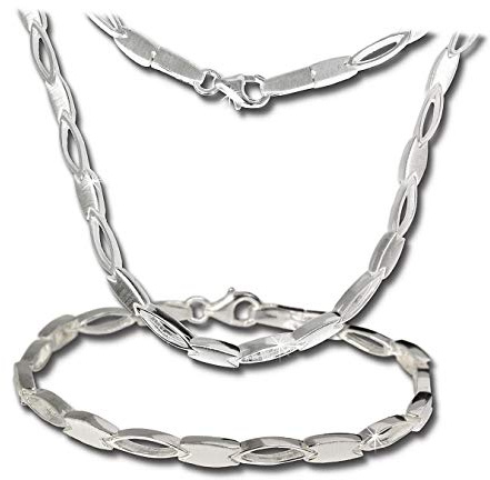 SilberDream Schmuck Set Collier & Armband für Damen oval matt Silber D1SDS403