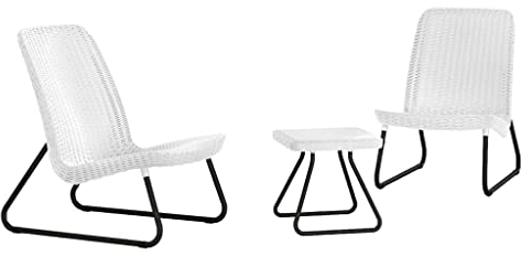 Keter 17197637 Lounge Set Rio, Rattanoptik, Kunststoff, weiß, Mittel
