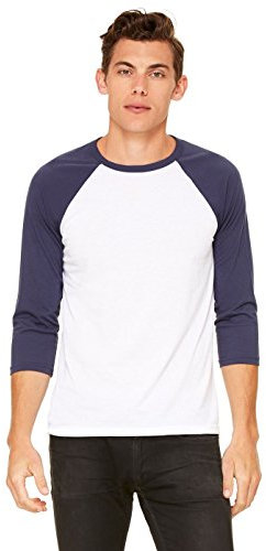 Bella Canvas 3200 Unisex 3/4 Arm Baseball T-Shirt White/Navy Small
