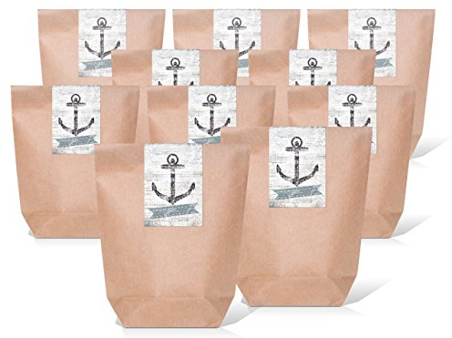 Logbuch-Verlag 25 kleine Kraftpapier ANKER maritim Geschenktüte Papierbeutel zum Befüllen Produkte Süßigkeiten Kundengeschenk Verpackung