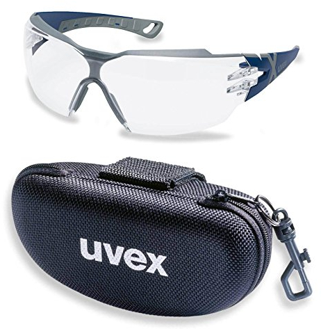 UVEX Schutzbrille pheos cx2 9198257 blau/grau mit UV-Schutz im Set inkl. Brillenetui - leichte und sportliche Sicherheitsbrille, Arbeitsschutzbrille - kratzfest, beschlagfrei, chemikalienbeständig