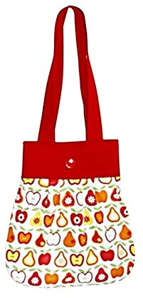 Tasche - mit bunten Birnen und Äpfel, Schultertasche