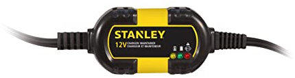 STANLEY BM1S Fully Automatic 1 Amp 12V Battery Charger/Maintainer with Cable Clamps