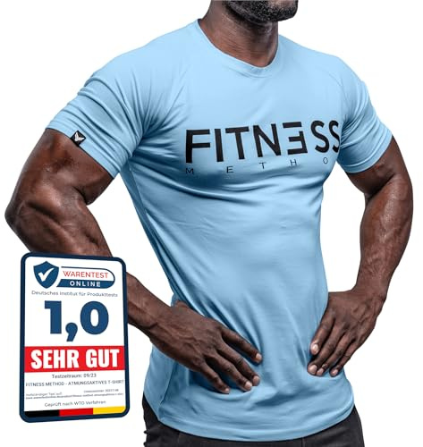 Fitness Method, Sport T-Shirt Herren, Slim-Fit Shirt bequem & hochwertig Männer, Rundhals & Tailliert, Training & Freizeit, Gym & Casual Workout Mann, 95% Baumwolle, 5% Elastan