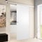 inova Schiebetür Holz Komplettset weiß 755 x 2035 mm Schienensystem mit Alu Laufschiene inkl. Beschlagset und Quadratgriff inkl. Softclose einseitig