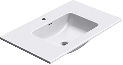 doporro Lavabo Empotrado Blanco Baño 80x48x14 cm Lavamanos Rectangular de Mármol Fundido Colossum02