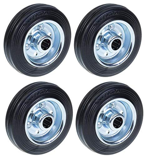 100mm 4 4 inch rubber wheels steel centered wheels heavy duty - set of 4
