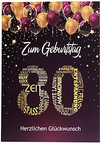Glückwunschkarte 80. Geburtstag Karte 80 Geburtstagskarte 80 Jahre Jubiläum Geschenkkarte 80 Glückwünsche Gold Lila A5 groß