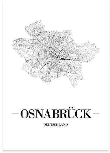 JUNIWORDS Stadtposter, Osnabrück, Wähle eine Größe, 30 x 40 cm, Poster, Schrift A, Weiß