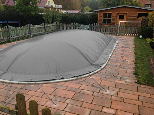 Aufblasbare Abdeckplane für Pool achtform 5,00 x 8,55m, Farbe: grau, Air Cover, wasserdicht, reißfest