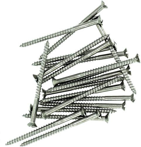 Lot de 20 vis à bois à tête fraisée fendue en acier inoxydable A2 n°8 x 1,38 (4 x 35 mm)