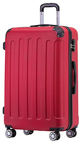BEIBYE Zwillingsrollen Hardcase Reisekoffer Koffer Trolleys Hartschale in XL-L-M in 14 Farben (Rot, Mittler Koffer (66cm))