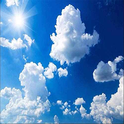 YIERLIFE 3D TV Hintergrund-Tapeten Wanddekoration Sonnenschein, blauer Himmel und weiße Wolken Mehrere Größen und Stile, Wandbild Tapete Fototapete Tapete Wohnzimmer TV Hintergrund Schlafzimmer Decke