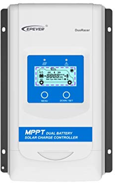 EPEVER® MPPT DuoRacer 20 A regolatore di carica solare DR2210N per 2 batterie, 12 V/24 V, per auto, PV 100 V (DR2210N)