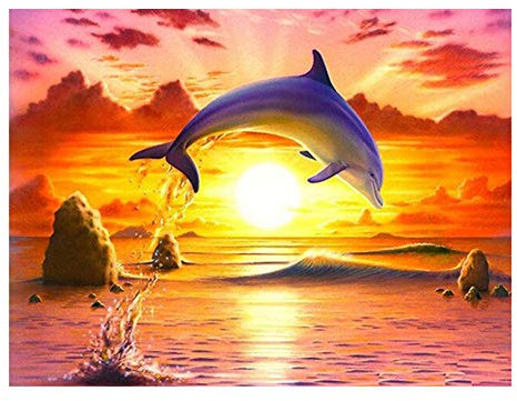 Puzzle 2000 Teile Erwachsene Delfine und Sonnenuntergang, Farbenfrohes Puzzle für Erwachsene und Kinder ab 14 Jahren Klassische Puzzles Geschicklichkeitsspiel für die ganze Familie 70X100cm（27.55 * 3