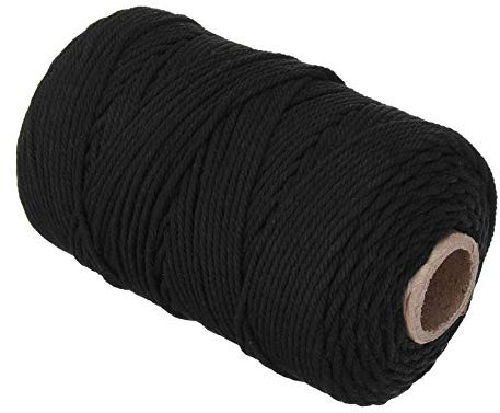 RENSHENKTO Cuerda de cuerda de algodón natural para manualidades de macramé, cuerda rústica para negro