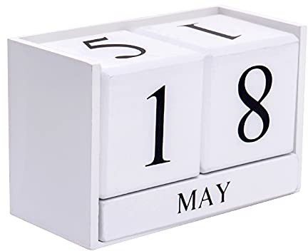 Notakia Ewiger Kalender Holzblockkalender für Büro Schreibtischkalender Plankentisch Tagesschreibkalender Zubehör Block Termine (groß weiß)