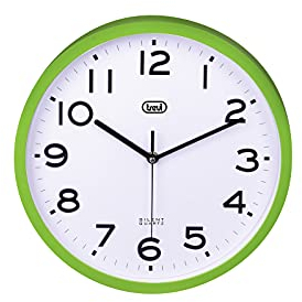 Trevi OM 3302 S Wanduhr, Quarzuhr ohne Tickgeräusche, Durchmesser 30 cm, Schlichtes und Elegantes Design, Kunststoff, Rundes Format, Grün