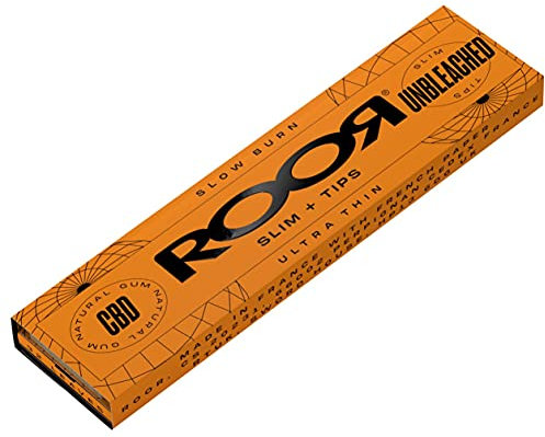 ROOR CBD Slim Papers + Filter Tips | 10 x 32 | Ungebleichte Drehapier Heftchen | Blättchen Langes Blatt Premium Papier | Unbleached Zigarettenpapier Raucherbedarf