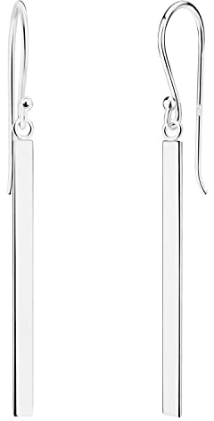 LÖB Damen Ohrhänger 925 Silber mit Stab Linie Anhänger Ohrringe hängend flach Lang Dünn Schlicht Geometrisch
