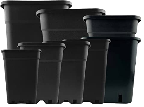 IVORYS-GARDEN 5X Pflanztopf Eckig 25 Liter 33x33x35,5 cm Pflanztöpfe viereckig schwarz + Pflanzenschild für Innen- und Außenbereich