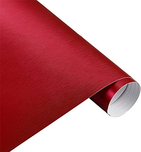 Asudaro DIY Folie Vinyl 100cmx30cm, Flexibel Car Wrapping Klebefolie, Gebürsteter Eisfilm PVC Autofolie Sticker Lackschutzfolie Aufkleber für Auto, Motorrad, Fahrrad, Rot