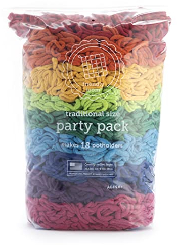 Friendly Loom Party Pack Rainbow 7 Traditional Size Cotton Loops Makes 18 (6 x 6) Potholders by Harrisville Designs Made in The USA