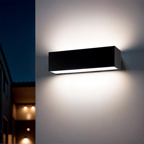 LEDKIA LIGHTING LED Wandleuchte 10W Außen Aluminium Doppelseitige Beleuchtung Rechteckig Schwarz Lena 4000K Neutralweiß