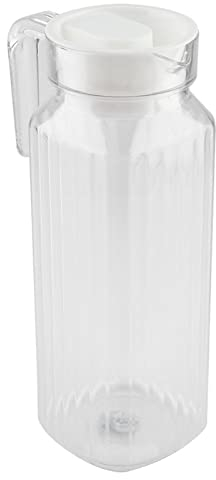 Jarra de Vidrio Pequeña, Botella de Jugo Transparente Acrílica con Tapa, Tapa de Jarra Fría de 500ml Pl para Bar, Jarra de Plástico para el Hogar, Hielo de Agua a Rayas (1100ml)