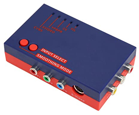 Konverter für Retroscaler2X A V zu HDMI Retro-Spielkonsolenkonverter für N64 Dreamcast Saturn MD1 MD2, Retroscaler2X Line Multiplier (Blau)