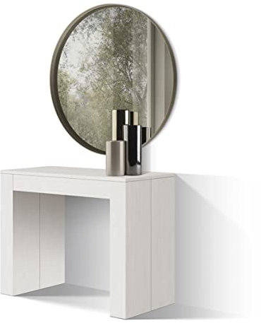 PAZZO DESIGN, Table console extensible ange, blanc frêne, jusqu'à 12 places, table console cuisine, table console économe en espace, fabriquée en Italie, de 45 à 300 cm - id_1978