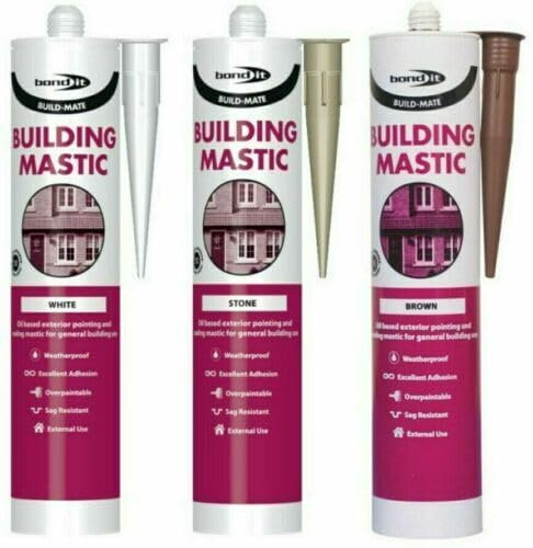 Bond It Building Mastic Silicone Sealant Build-Mate Exterior Pointing EU3 310ml General Purpose Interior Door Window Sealing Tube (Stone)