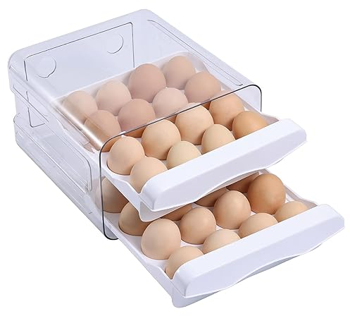 alouweekuky 32 Grilles Boite A Oeuf,Rangement Oeuf Frigo Bicouche,Range Oeuf En Plastique Convient Pour Le Stockage Des Oeufs De Canard Oeufs D'Oie Dans Le RéFrigéRateur De Cabinet (32 Grilles)