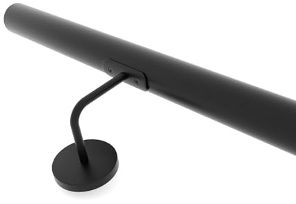 INOXLM Handlauf Durchmesser 42,4 mm aus weiß lackiertem Stahl | Handlauf aus Stahl Made in Italy Farbe Schwarz | DIY Handlauf Braun | Handlauf Treppe innen | Außentreppe (150cm, Schwarz)