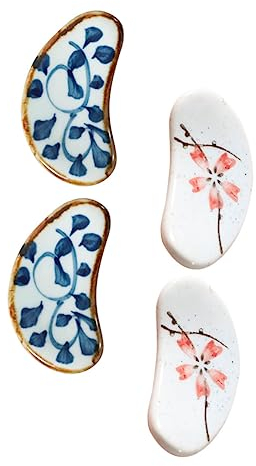 BESTonZON 4 Piezas Soportes Para Palillos De Cerámica De Estilo Japonés Soporte Para Palillos Portacucharas De Cerámica Adecuado Para Cocina y Mesa Chinos