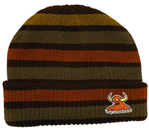 Toy Machine Monster Multi Stripe Dock Beanie – Orange, Orange/Abendrot im Zickzackmuster (Sunset Chevron), Einheitsgröße