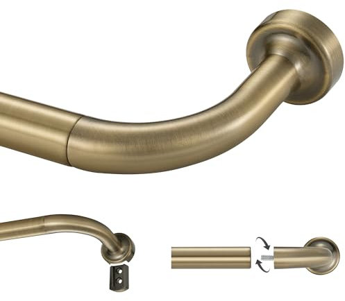 Lwiiom Antique Bronze Curtain Rod for Windows 28-120, Internal Splicing 1 Inch Diameter Disc, Adjustable Room Darkening Curtain with Aluminum Finials and Brackets, Wrap Around Design