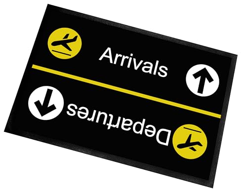 Herzbotschaft Fußmatte | Türmatte mit Spruch | 60x40cm | Arrivals - Departures | für innen und außen | Vorleger für die Haustür/Flur | Geschenk zur ersten Wohnung | Einweihung | Made in Germany