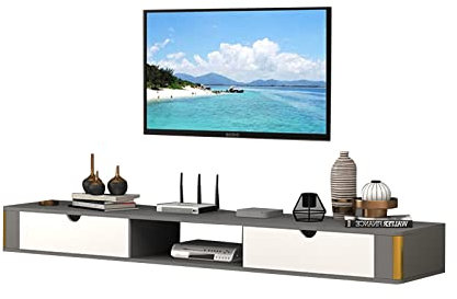 KAYEF Wandmontierte TV-Einheit, schwebender TV-Ständer, Wandmontage – Wand-TV-Schrank, Medienkonsole, Unterhaltungszentrum unter dem Fernseher für TV-Komponenten, PS4/Xbox One/Kabelbox/DVD-Player/