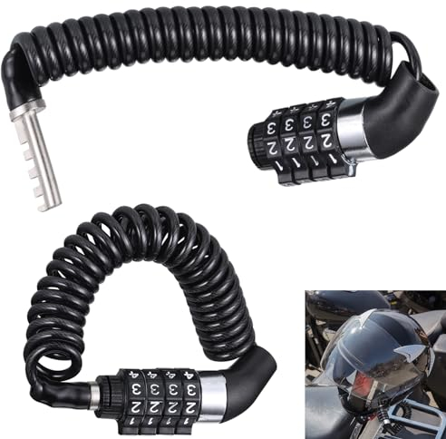 Hejo 2 Stück Helmschloss, Mini Fahrradschloss Leicht, Kabelschloss mit Zahlencode aus PVC & Zinklegierung für Fahrradhelm & Motorradhelm (150cm × 0,46cm)