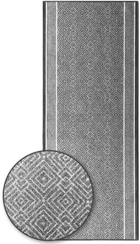 KARAT Premium Teppichläufer mit Muster - 80 x 400 cm, Silber - Modernes Rauten-Design - Teppich - Läufer für Küche, Flur & Wohnraum - Flurläufer Küchenläufer Flurteppich (Olymp)