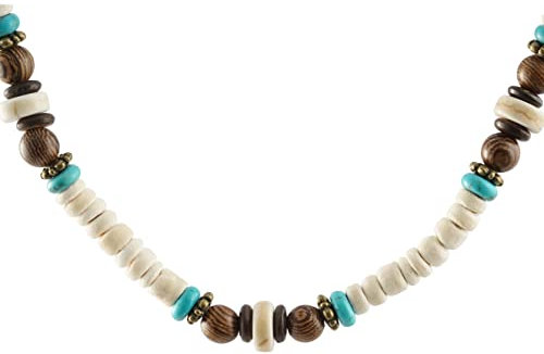 Made by SHIEAGLELD Surfer Halskette mit Kokosnuss Perlen - Handmade Strand-Schmuck- Herren Surfer-Kette Holz-Perlen (Weiß)