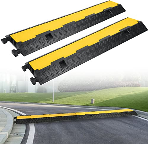 FIVMEN Kabelbrücke 2 Stück Kabelkanal Boden 100x24x5cm Gummi überfahrschutz für Kabel mit Modularem Design Kabelschutzschlauch für Außenbereich Büro Werkstatt Lager