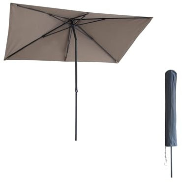 Kopu® Leon Sonnenschirm Rechteck 150x250cm mit Bezug - Balkonschirm Taupe