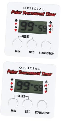 Alasum 2st Poker-Timer Mahjong-Timer Track- Poker-Dealer-Button Mit Eieruhr Für Die Küche Brettspiele-würfel- Küchen Handbuch Countdown-stoppuhr Weiß Kunststoffe