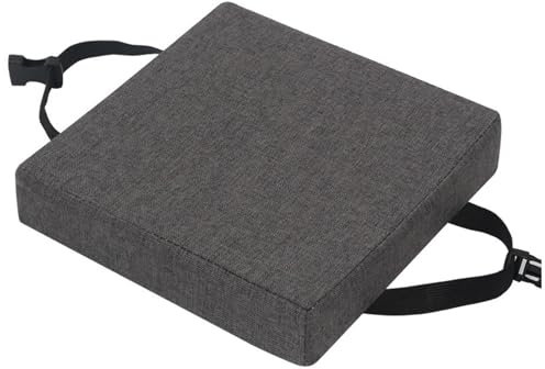 HLXHG Stuhlkissen 40x40/35x35cm, Bequeme Waschbare Sitzkissen Stuhl Leinen Sitzpolster Mit rutschfeste Schnalle, Dickes 5cm Kissen für Gartenstuhl, Küche, Schule, Boden, Büro,Grau,35x35x5cm
